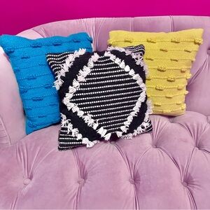 Allen & Roth Boho Accent Pillows-Yellow, Teal, & Black and White